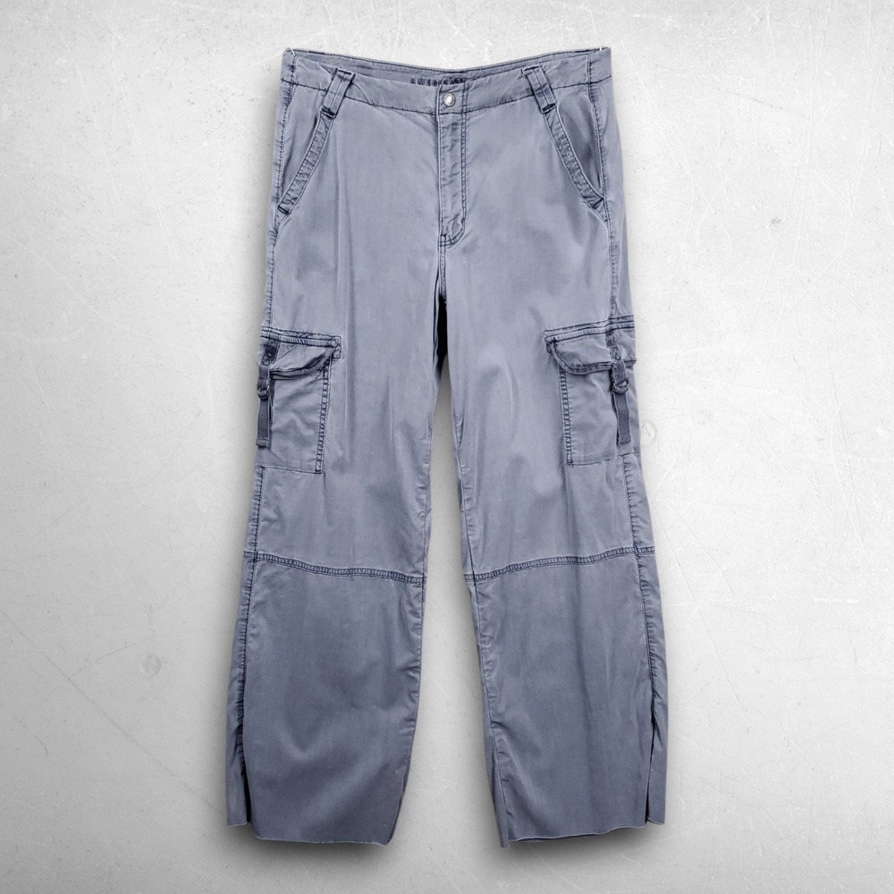 American Eagle Super High-Rise Baggy Wide Leg Cargo Pants Women 10L Grey Skater